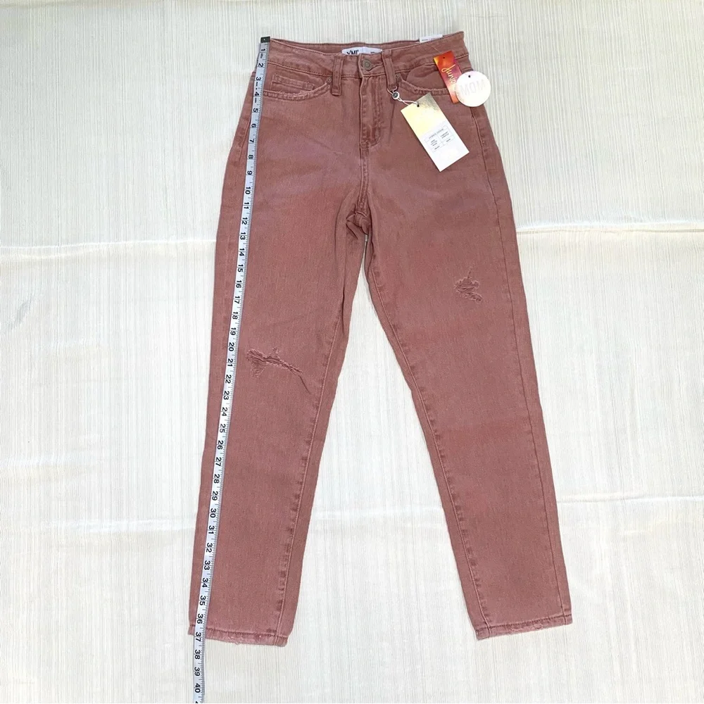 YMI Hybrid Dream Fit High Rise Mom Jeans Mauve Pink Distressed NWT Sz 3/26 Y2K